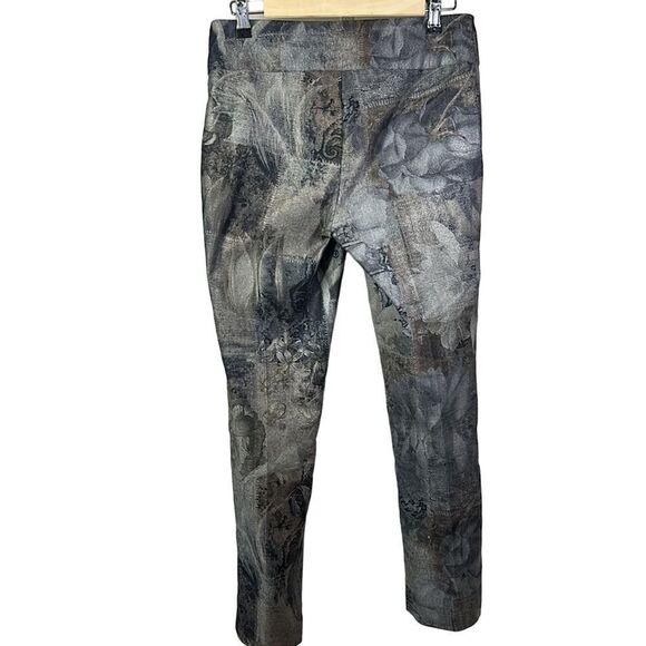 LISETTE L Women’s Pull On Allover Print Skinny Cropped Pants Green/Gray Size 6 - Picture 6 of 10